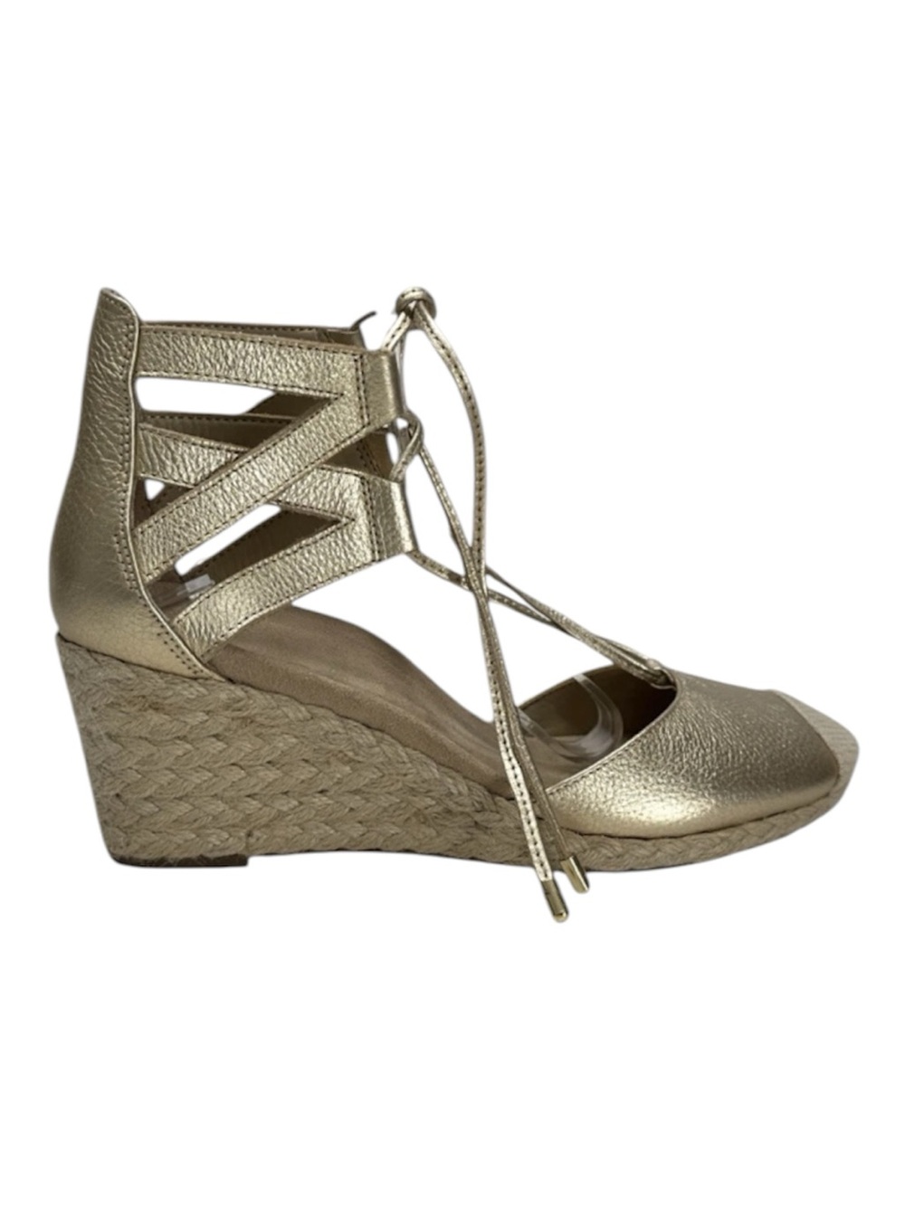Vionic Metallic Gold Lace-Up Espadrille Wedge